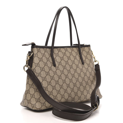 Gucci GG Supreme Monogram Small Zippered Tote Dark Brown 3 of 13