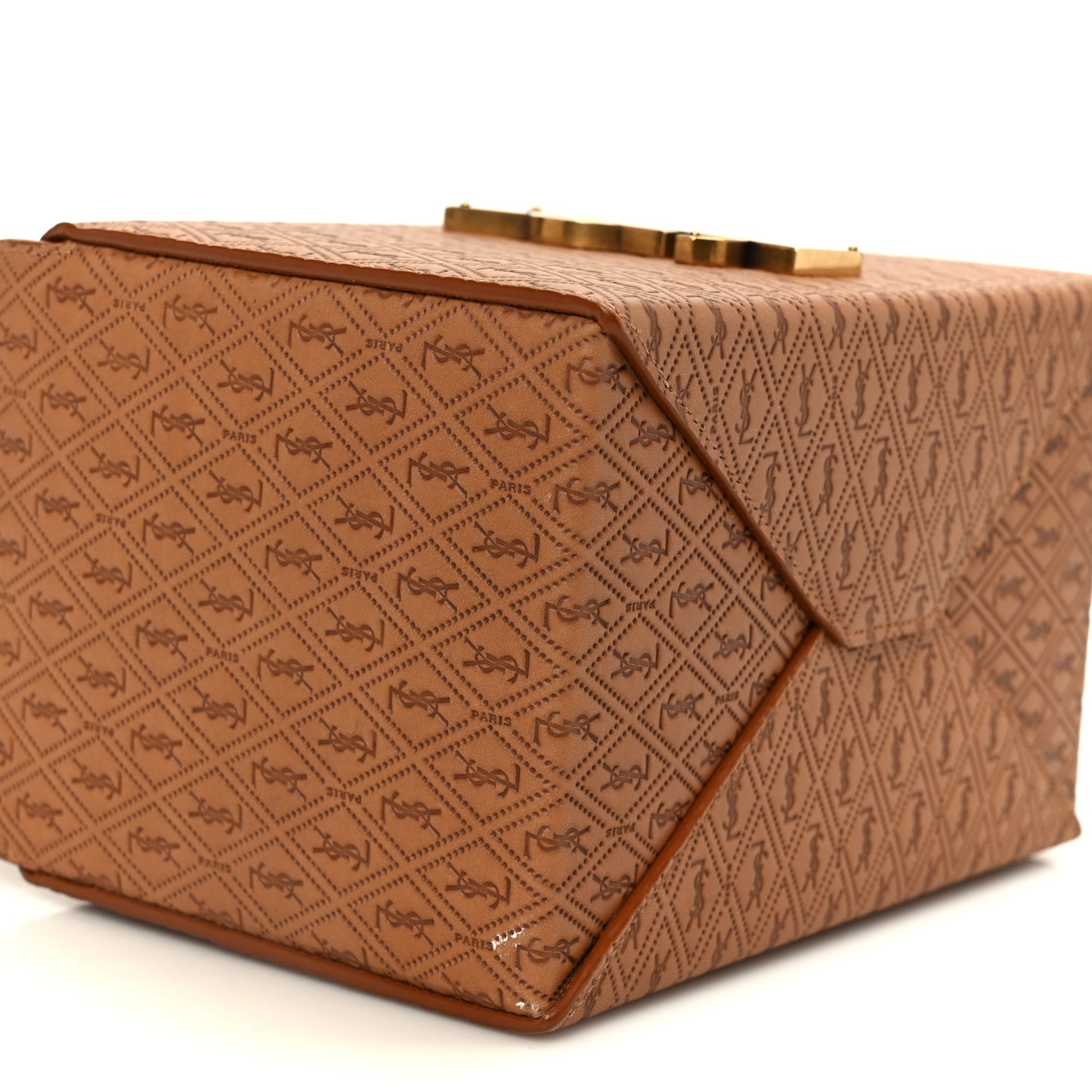 Calfskin Monogram Take Away Box Dusty Vintage Brown Gold