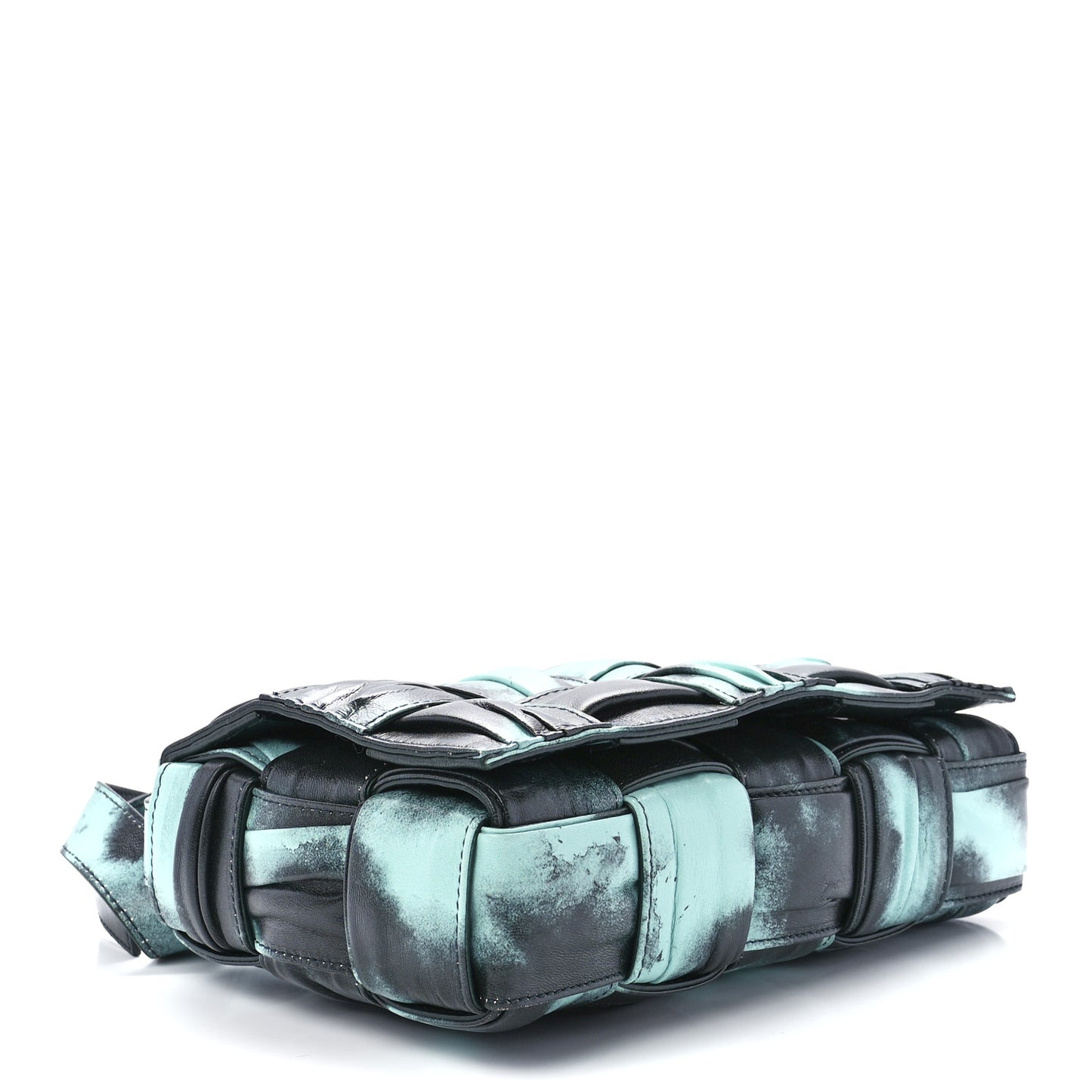 Foulard Tie Dye Maxi Intrecciato Padded Cassette Crossbody Bag Celadon Inkwell