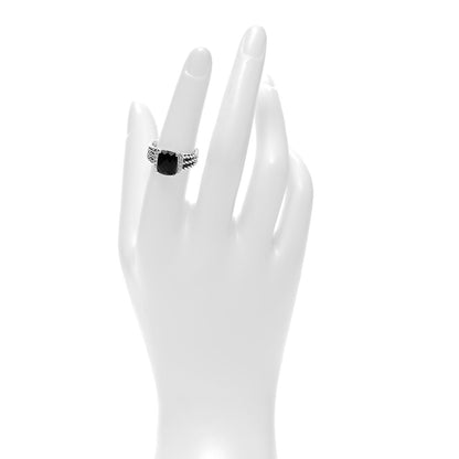 David Yurman Sterling Silver Diamond Black Onyx 10mm Petite Wheaton Ring 54 6.75 2 of 4