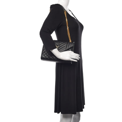 Saint Laurent Grain De Poudre Textured Mixed Matelasse Triquilt Medium Monogram Satchel Black 2 of 10