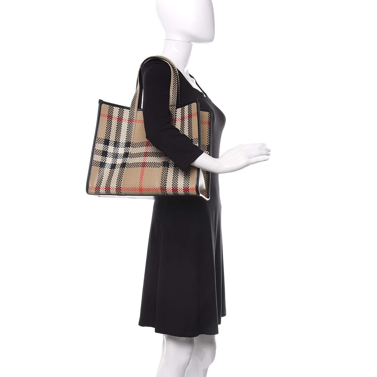 Burberry Calfskin Woven Vintage Check East West Book Tote 2 of 9