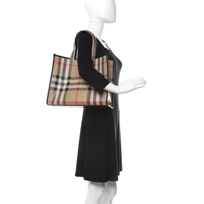 Burberry Calfskin Woven Vintage Check East West Book Tote 2 of 9