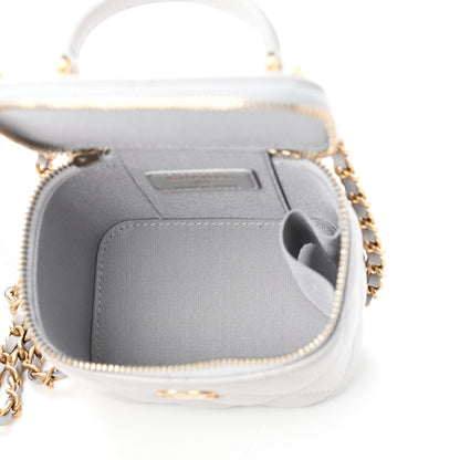 Chanel Lambskin Quilted Top Handle Mini Vanity Case With Chain Grey 5 of 9