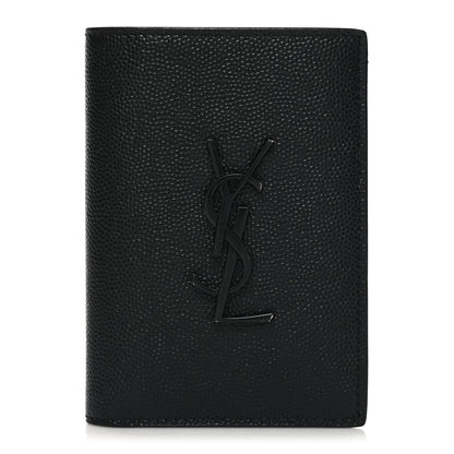 Saint Laurent Grain De Poudre Monogram Bi-Fold Wallet Black 1 of 8