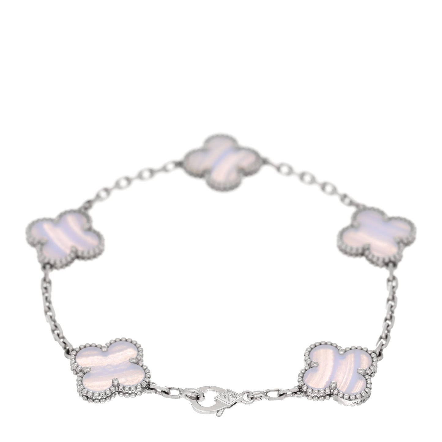 18K White Gold Chalcedony 5 Motifs Vintage Alhambra Bracelet