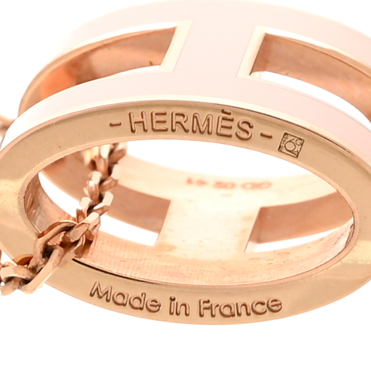 Hermes Lacquered Gold Pop H Pendant Necklace Rose Dragee 5 of 8