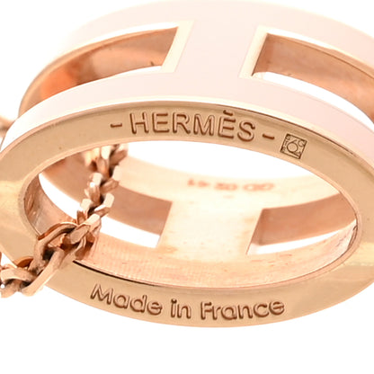 Hermes Lacquered Gold Pop H Pendant Necklace Rose Dragee 5 of 8