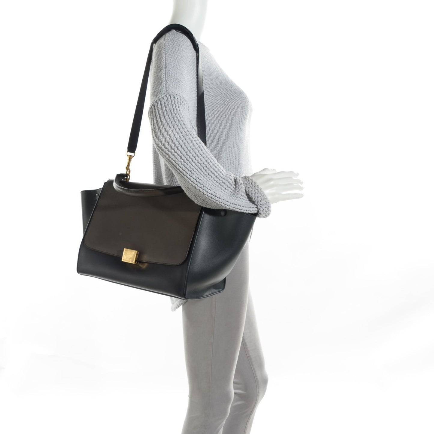 Smooth Calfskin Medium Tri-Color Trapeze Anthracite