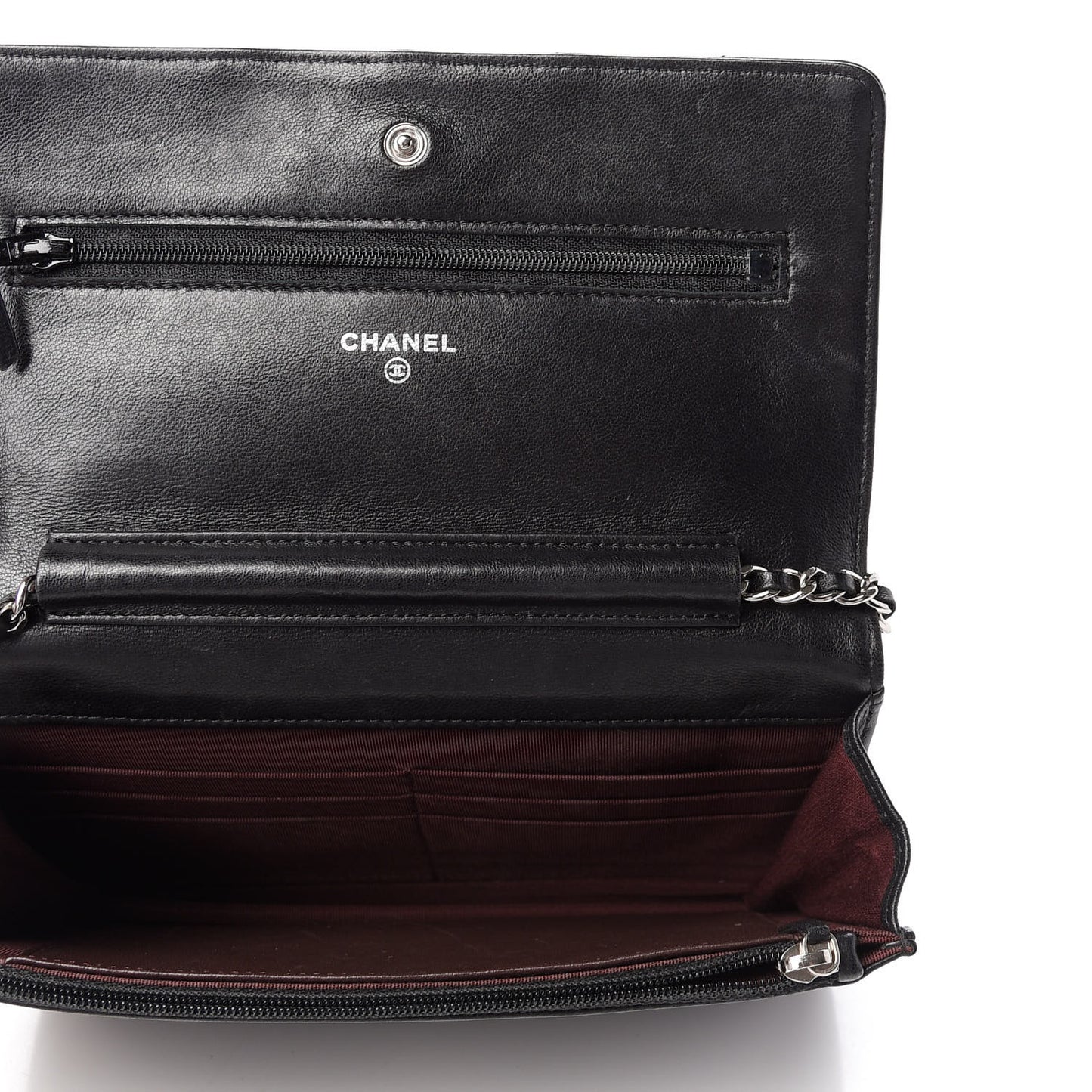 Lambskin Quilted Wallet On Chain WOC Black