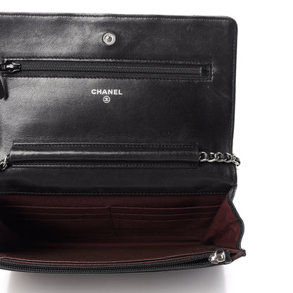 Chanel Lambskin Quilted Wallet On Chain WOC Black 5 of 9