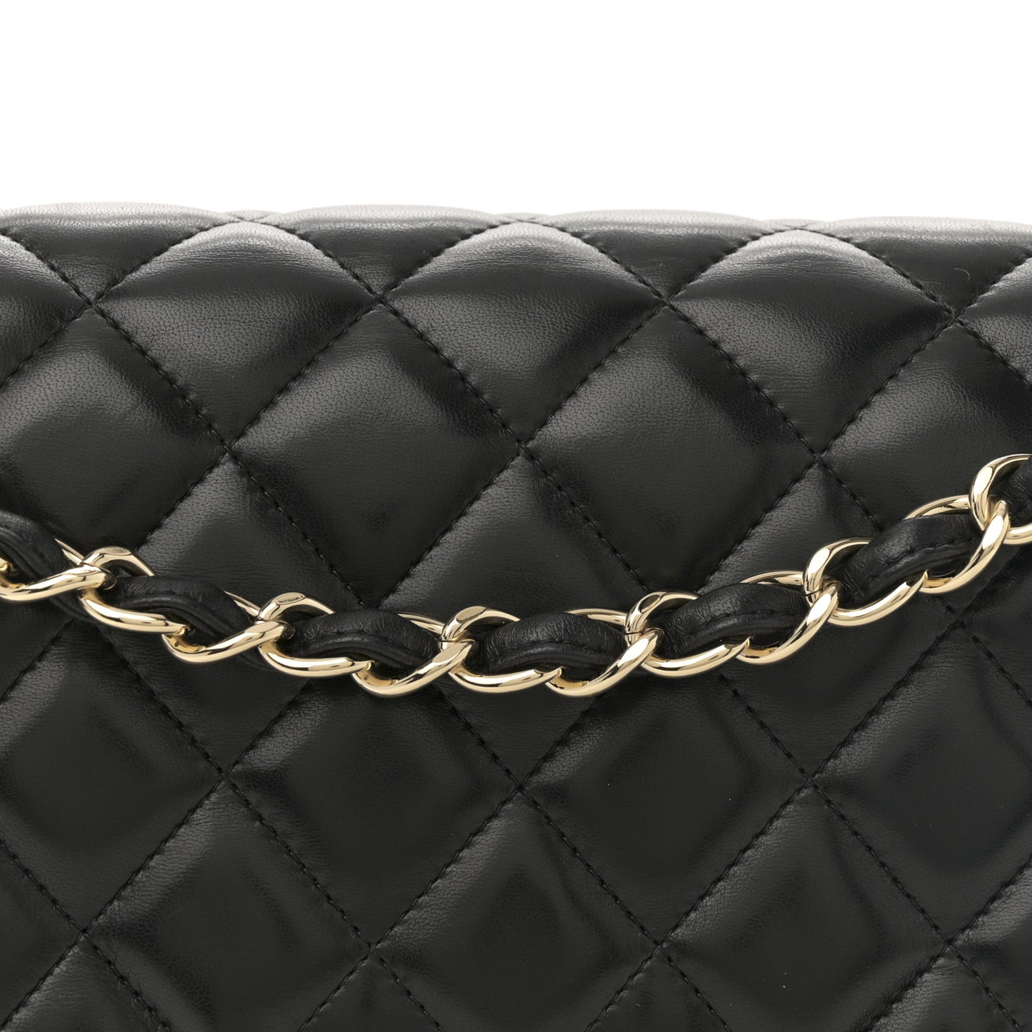 Lambskin Quilted Jumbo Double Flap Black