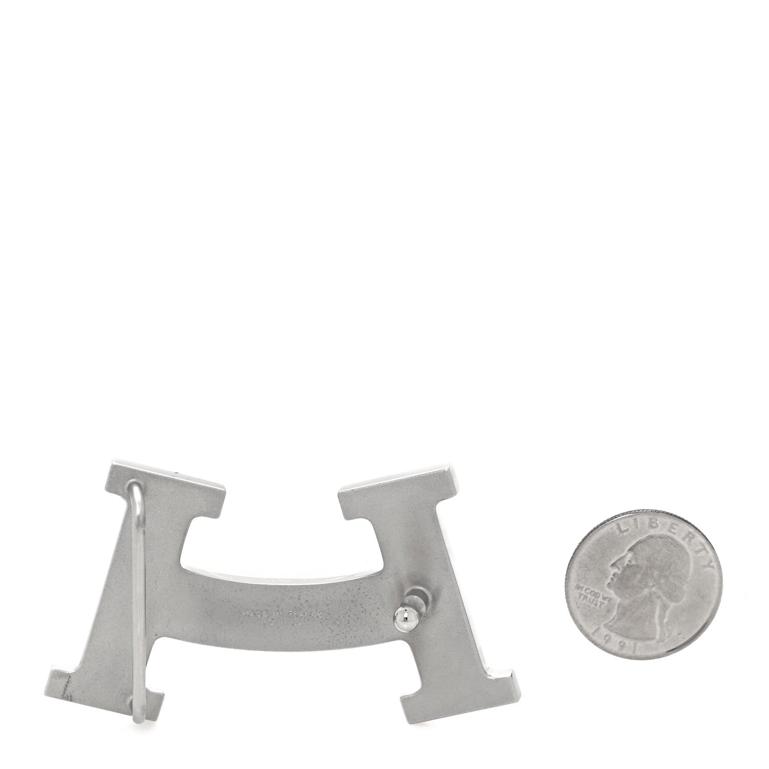 Hermes Palladium Smile 32mm H Belt Buckle Silver 2 of 4