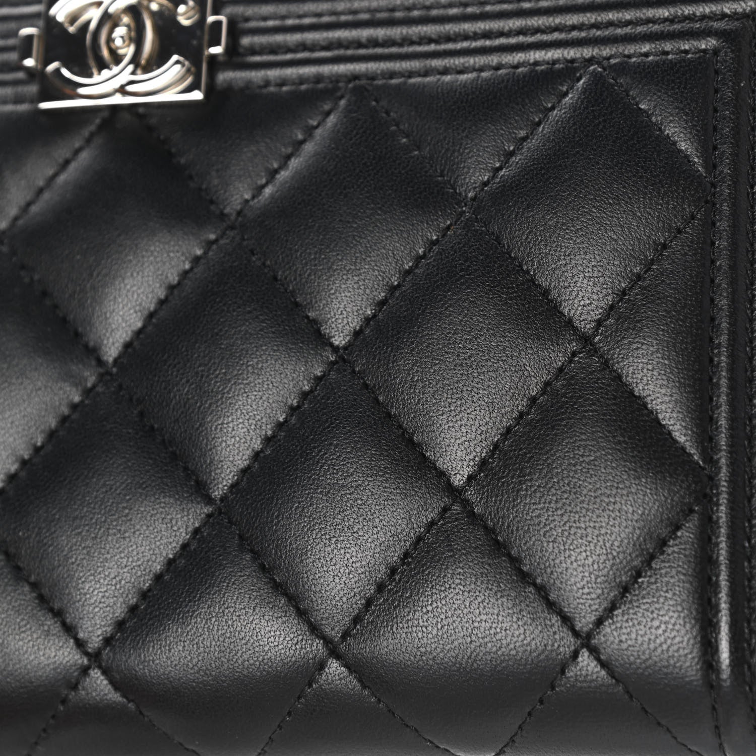 Chanel Lambskin Quilted Boy Zip Around Wallet Black 9 of 10