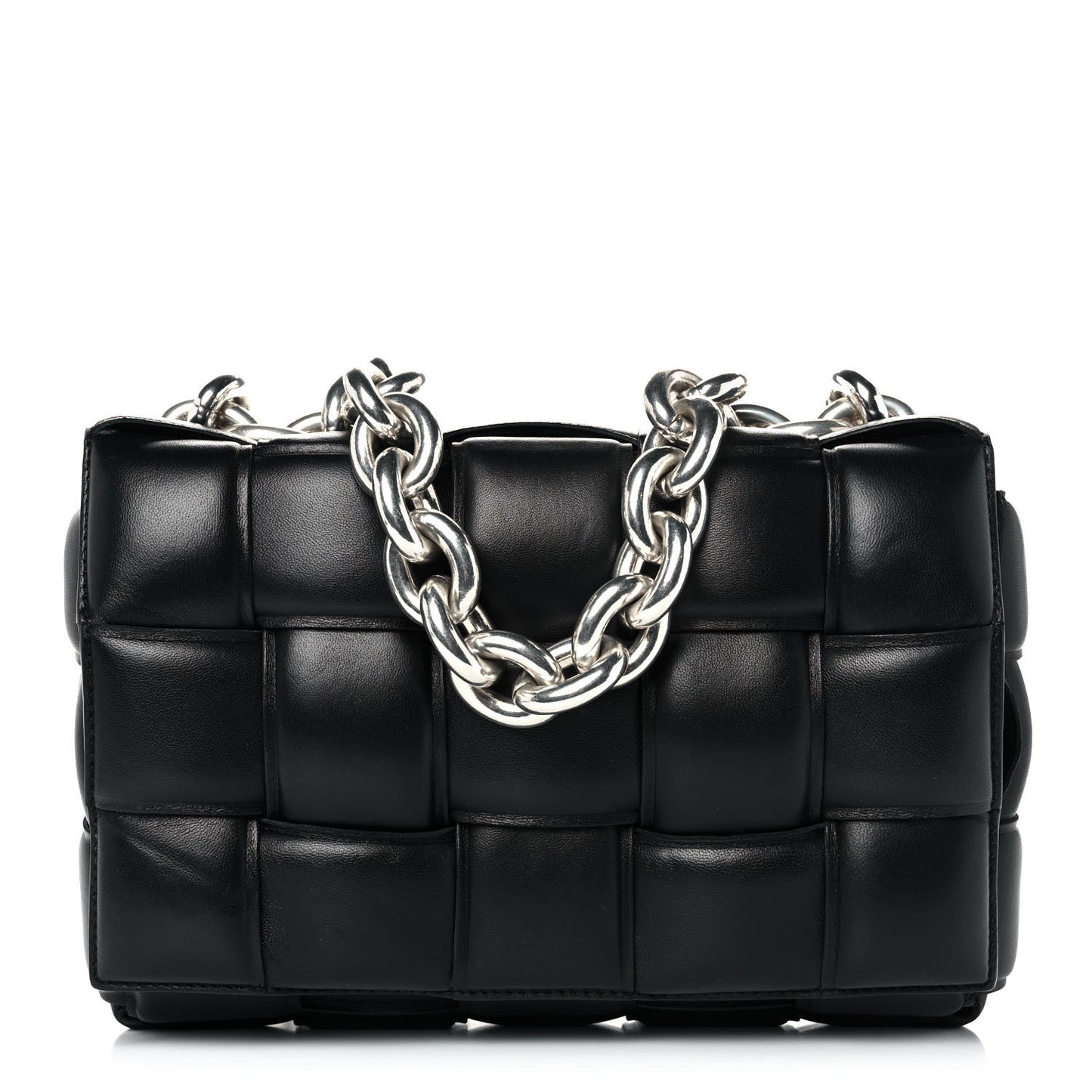 Lambskin Maxi Intreccio Padded Chain Cassette Crossbody Bag Black
