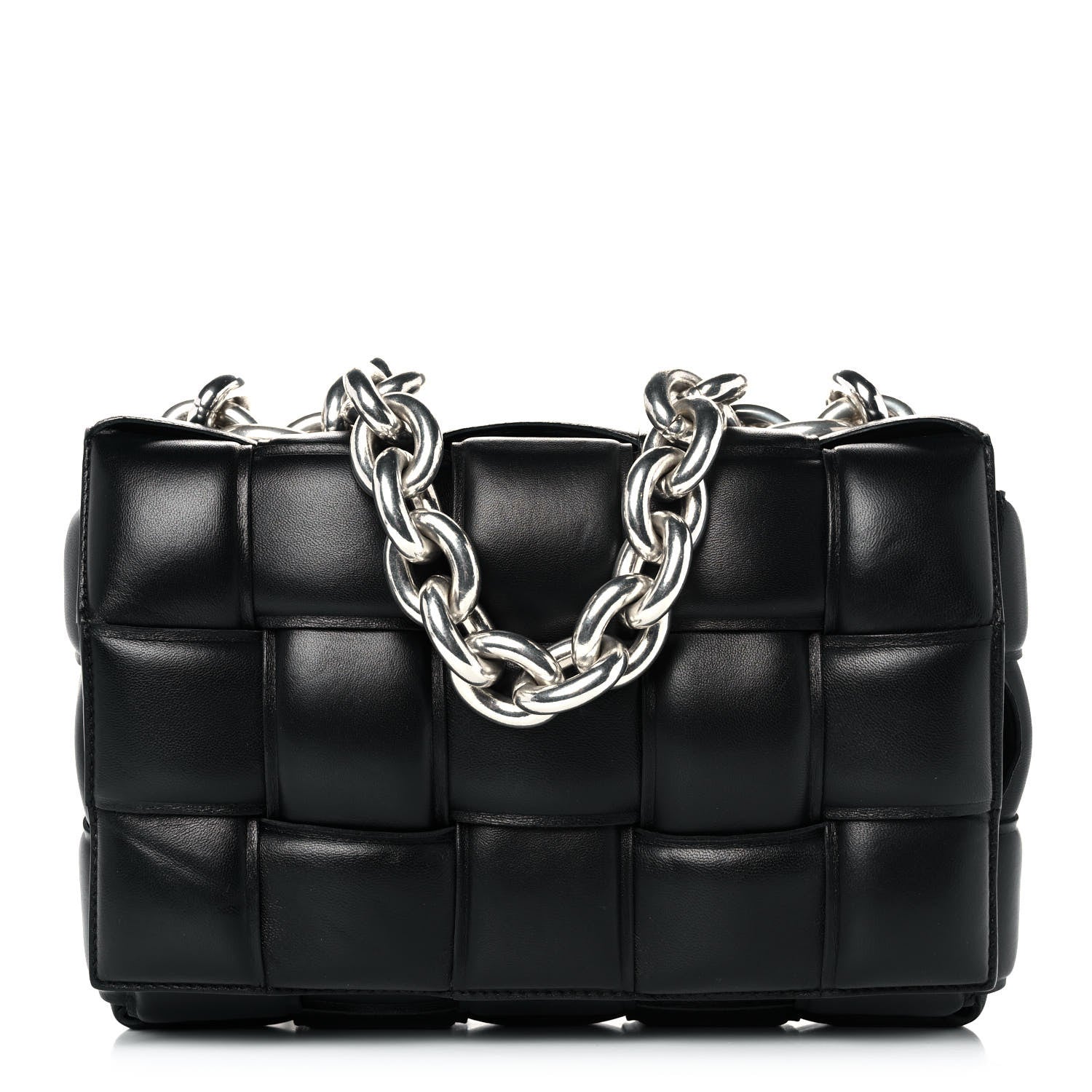 Bottega Veneta Lambskin Maxi Intreccio Padded Chain Cassette Crossbody Bag Black 1 of 10