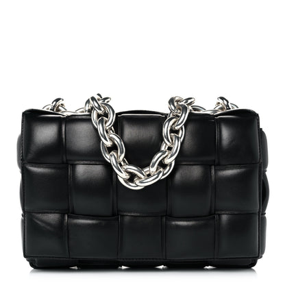 Bottega Veneta Lambskin Maxi Intreccio Padded Chain Cassette Crossbody Bag Black 1 of 10