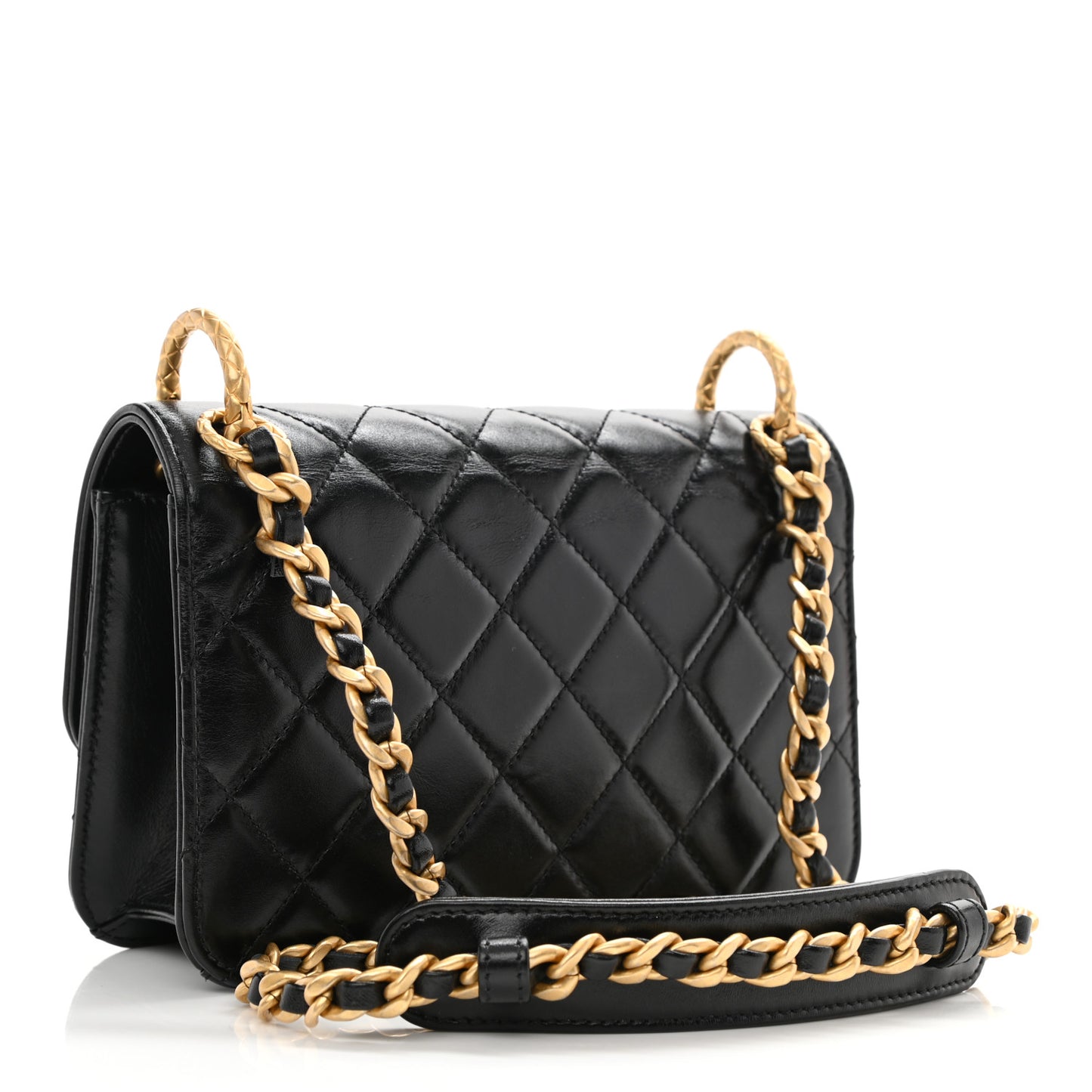 Calfskin Quilted Mini Coco Ring Flap Black