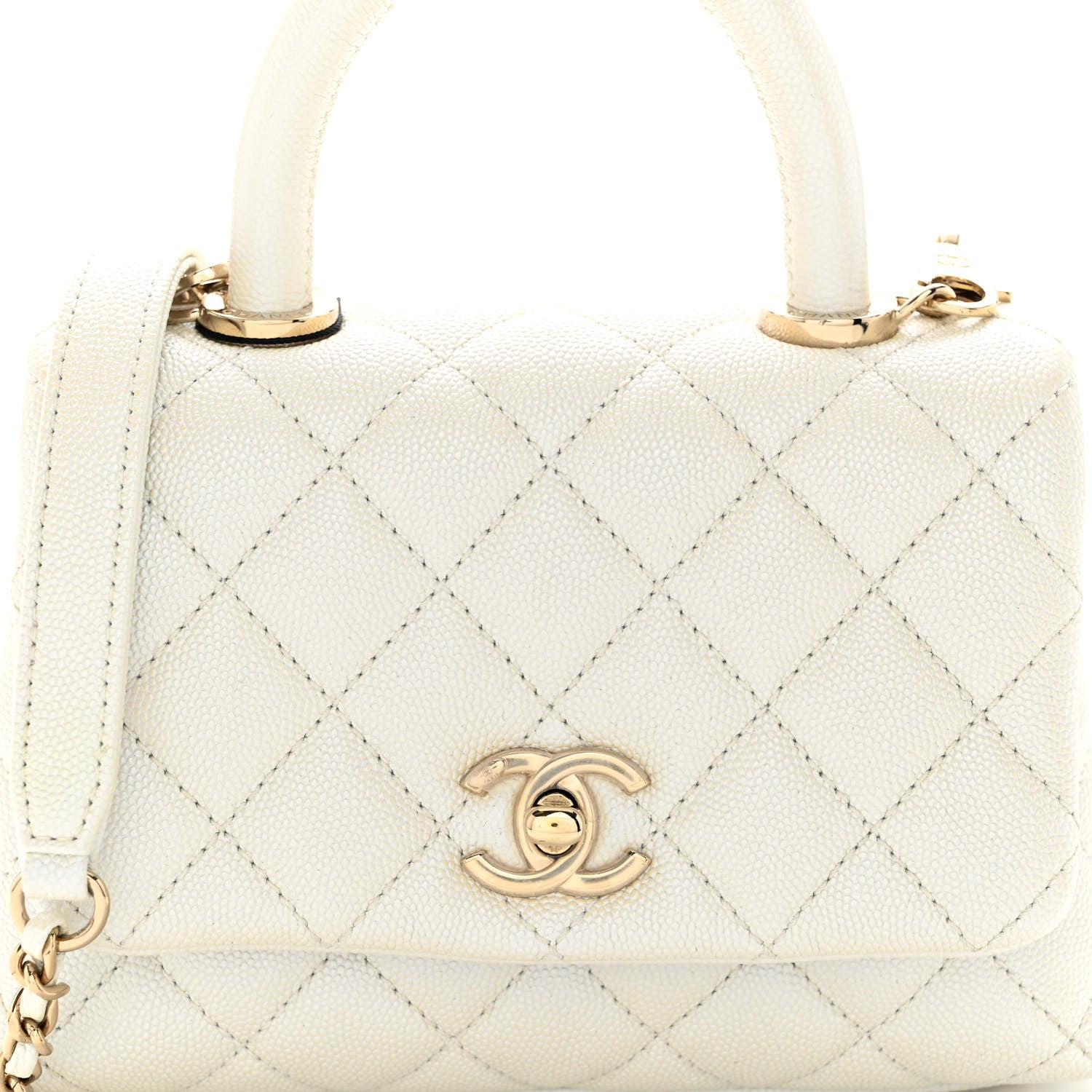Chanel Iridescent Caviar Quilted Extra Mini Coco Handle Flap White 8 of 11