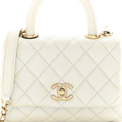 Chanel Iridescent Caviar Quilted Extra Mini Coco Handle Flap White 8 of 11