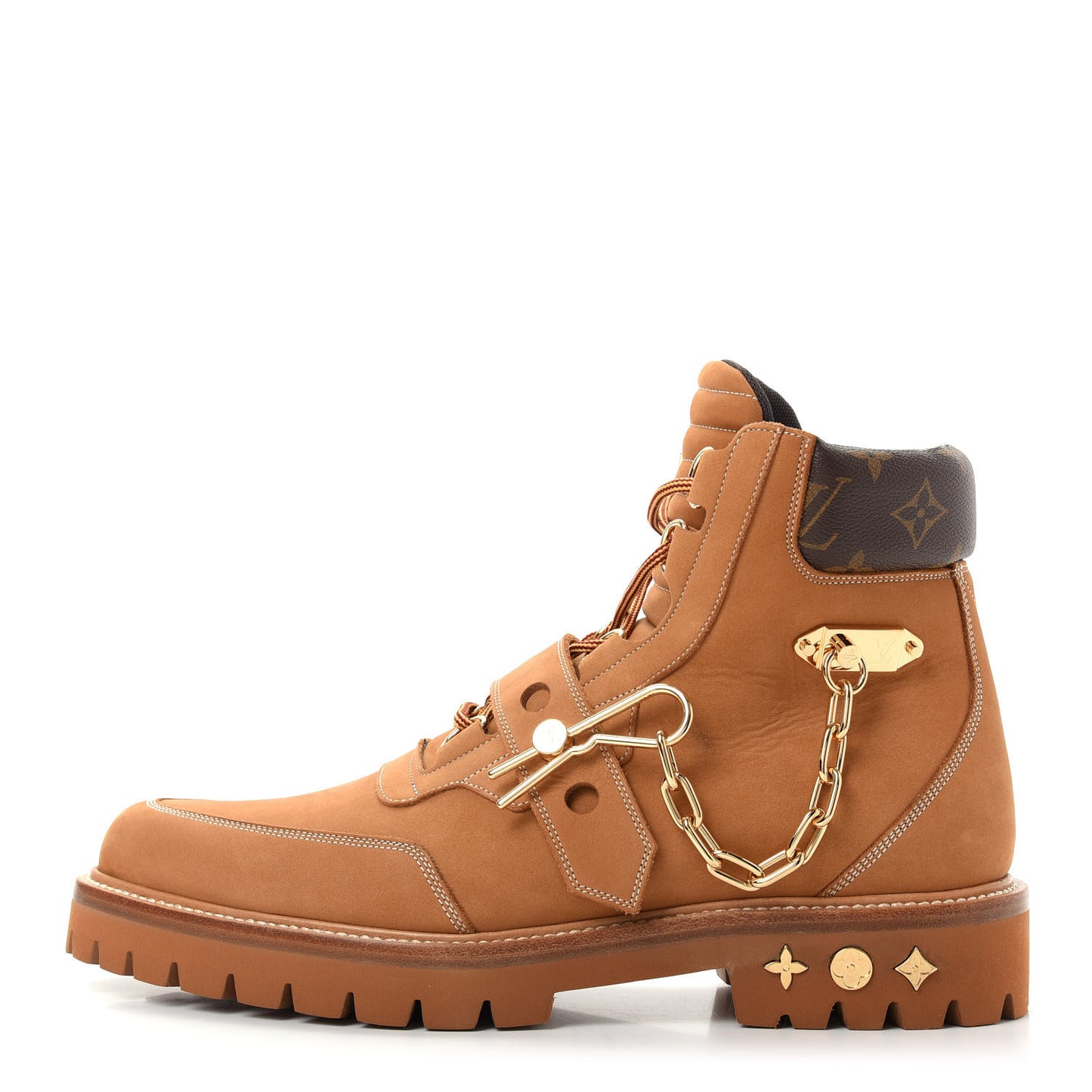 Suede Calfskin Monogram Mens Creeper Ankle Boots 9.5 Beige
