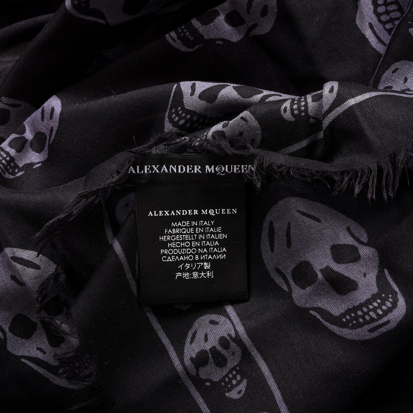 Silk Chiffon Skull Scarf Black Grey