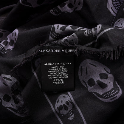 Alexander McQueen Silk Chiffon Skull Scarf Black Grey 3 of 4