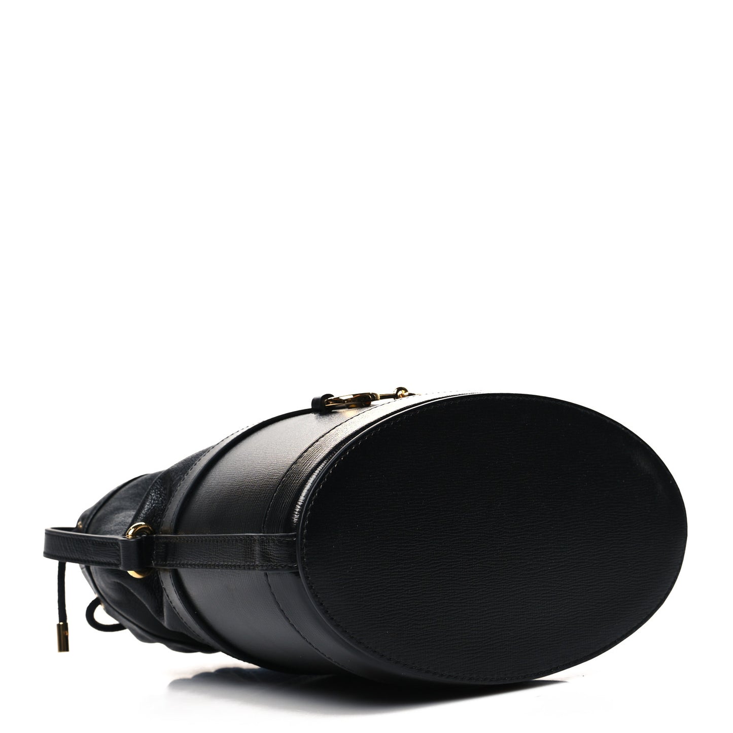 Azalea Sakai Calfskin Horsebit 1955 Drawstring Bucket Bag Black