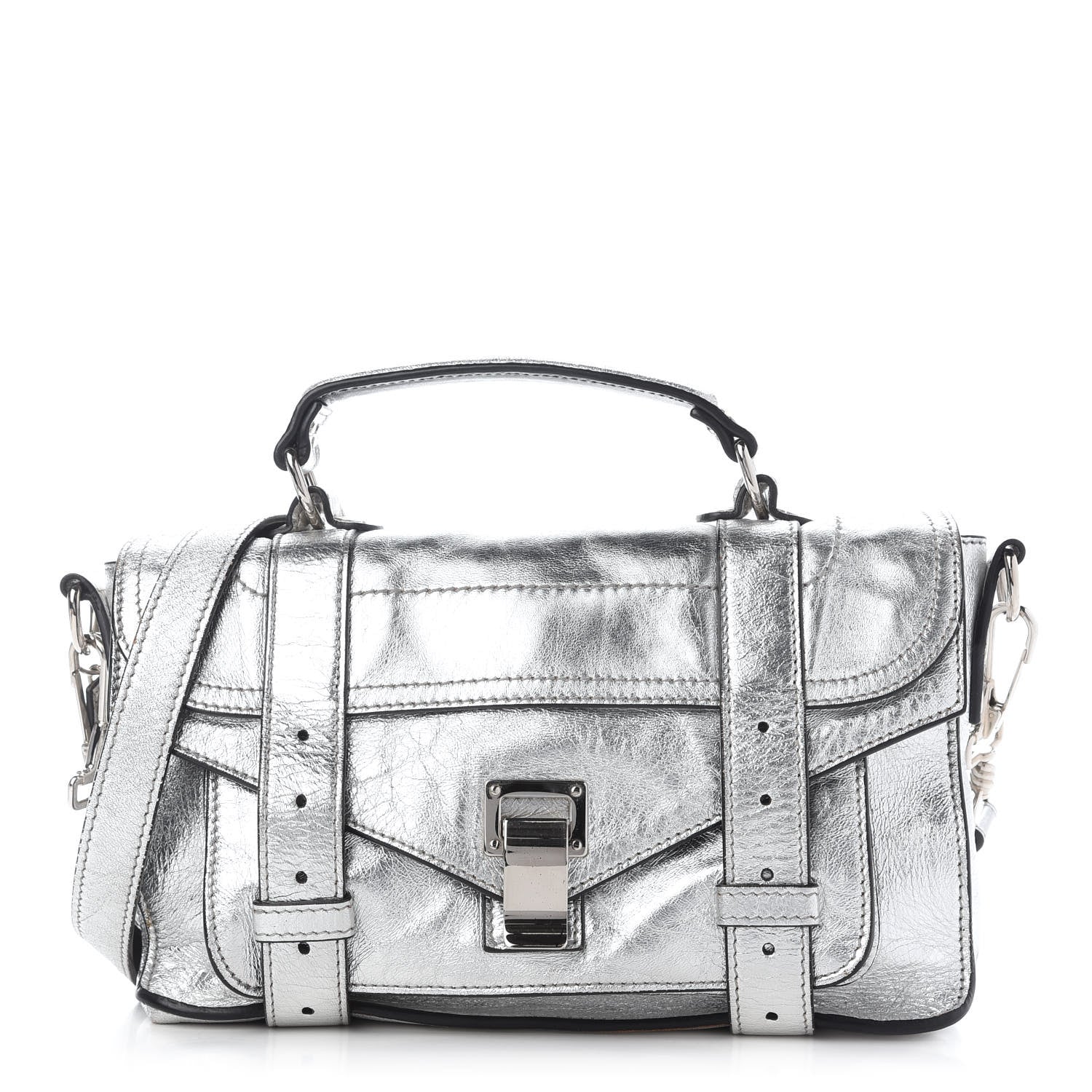 Proenza Schouler Metallic Lambskin PS1 Tiny Satchel Silver 1 of 9