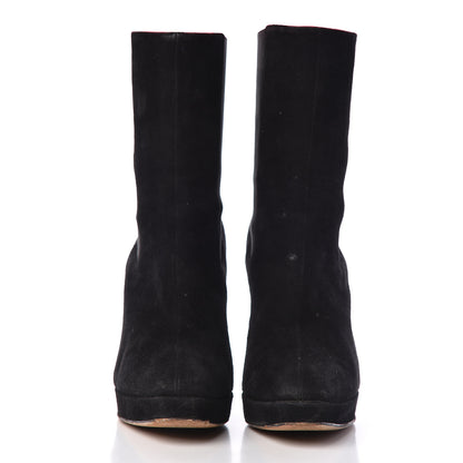 Gucci Suede Ankle Wedge Booties 37 Black 2 of 13