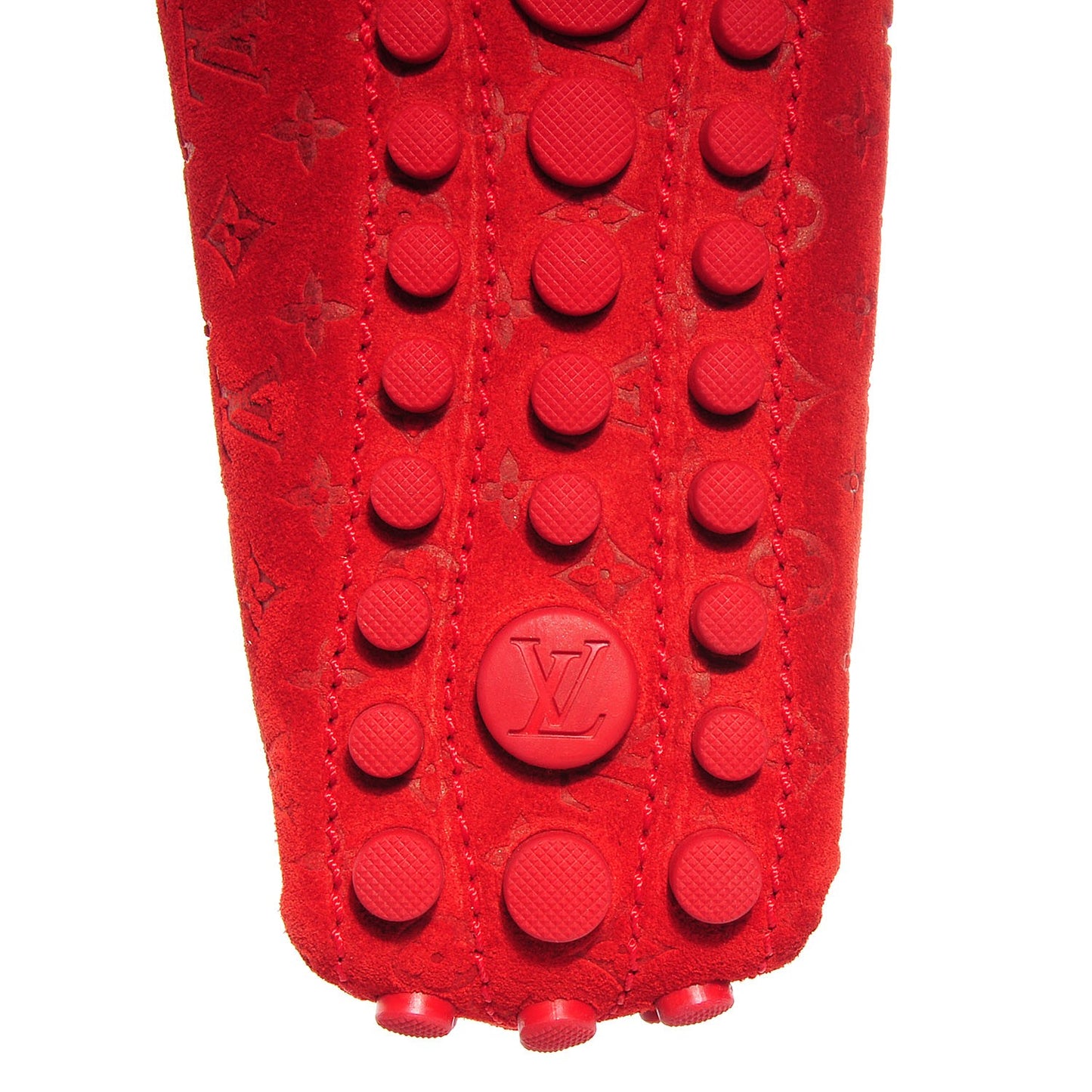 Suede Monogram Gloria Loafers 38 Rouge