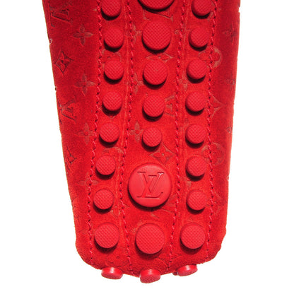 Louis Vuitton Suede Monogram Gloria Loafers 38 Rouge 6 of 8