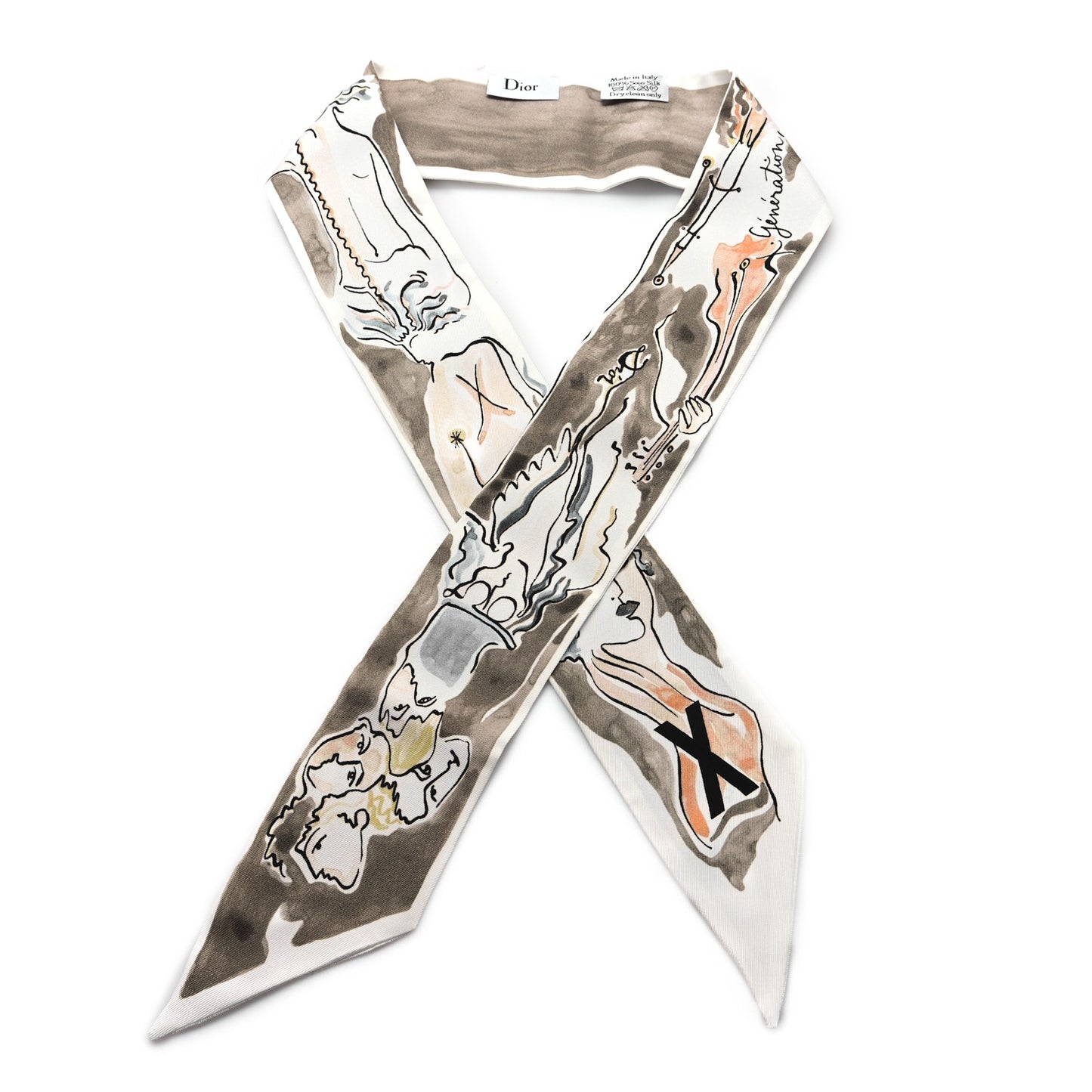 Silk Mitzah ABCDIOR "X" Scarf Grey