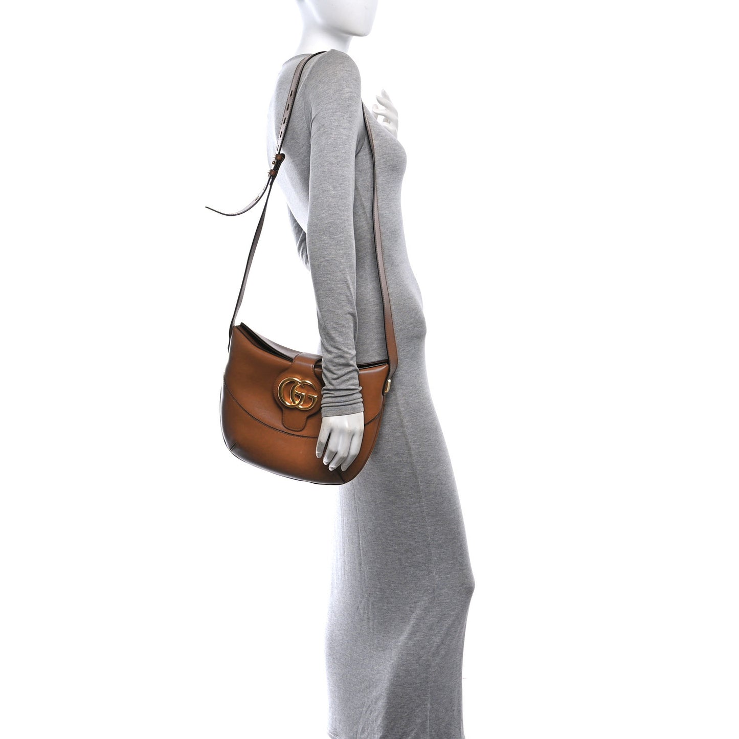 Boarded Plutone Calfskin Medium Arli Shoulder Bag Nocciola