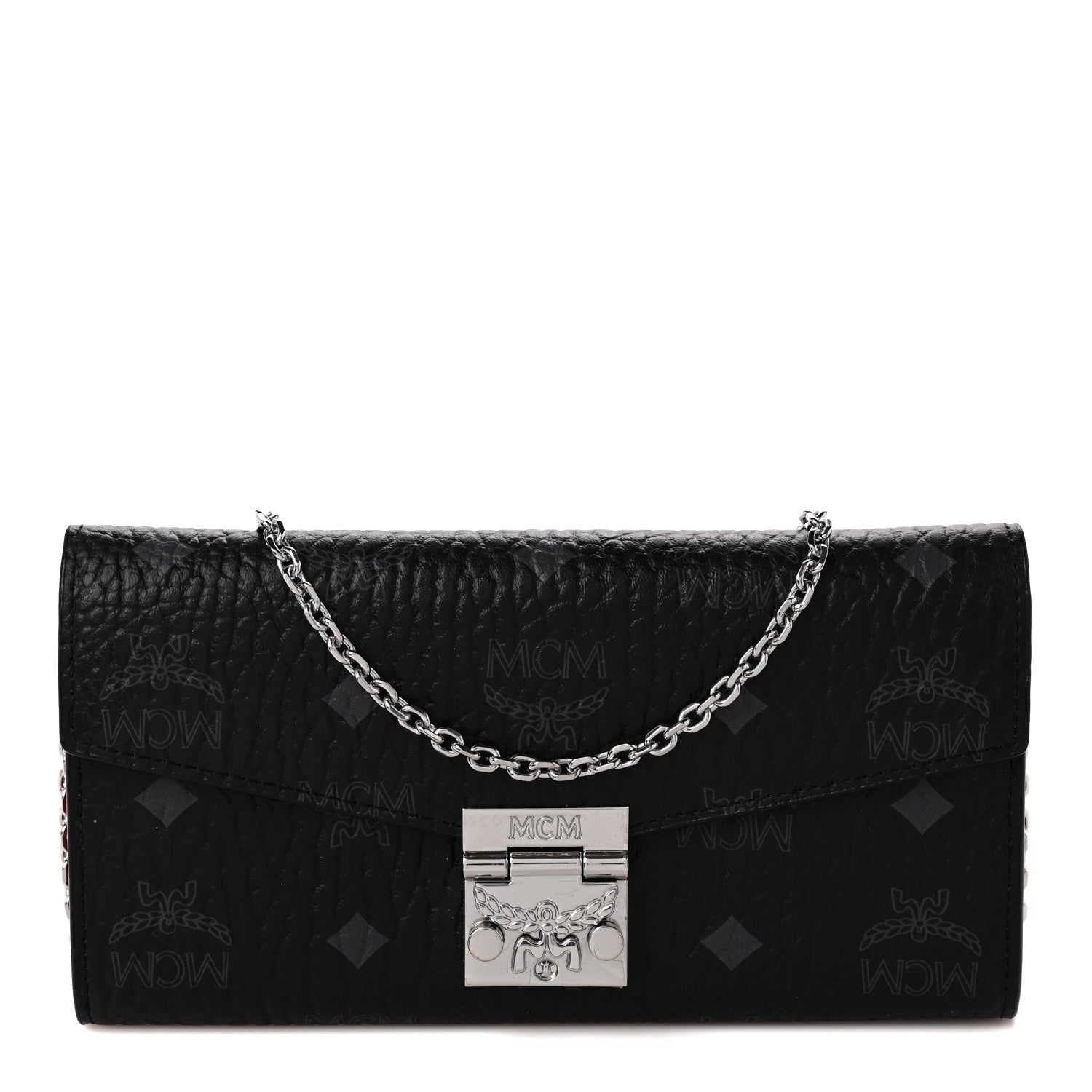 MCM Visetos Large Patricia Wallet On Chain Black Red 1 of 8
