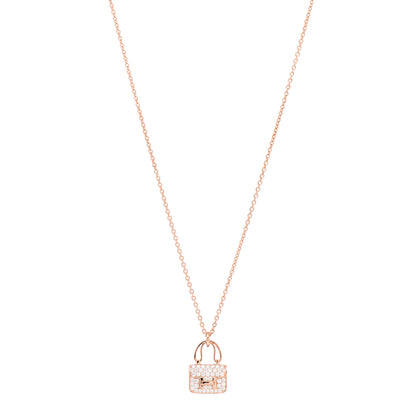 Hermes 18K Rose Gold Diamond Constance Amulettes Pendant Necklace 1 of 6