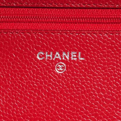 Chanel Caviar Quilted Wallet on Chain WOC Red 6 of 8