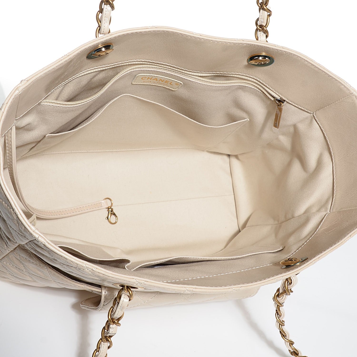 Chanel Glazed Calfskin Quilted Bubble CC Tote Light Beige 5 of 7