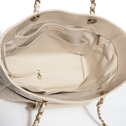 Chanel Glazed Calfskin Quilted Bubble CC Tote Light Beige 5 of 7