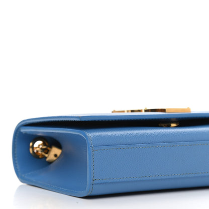Saint Laurent Grain De Poudre Small Classic Monogram Kate Satchel Blue Clair 10 of 11