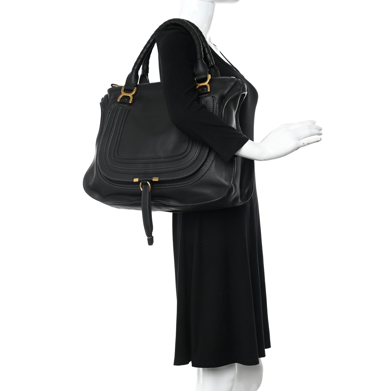 Chloe Calfskin Large Marcie Satchel Black 2 of 10