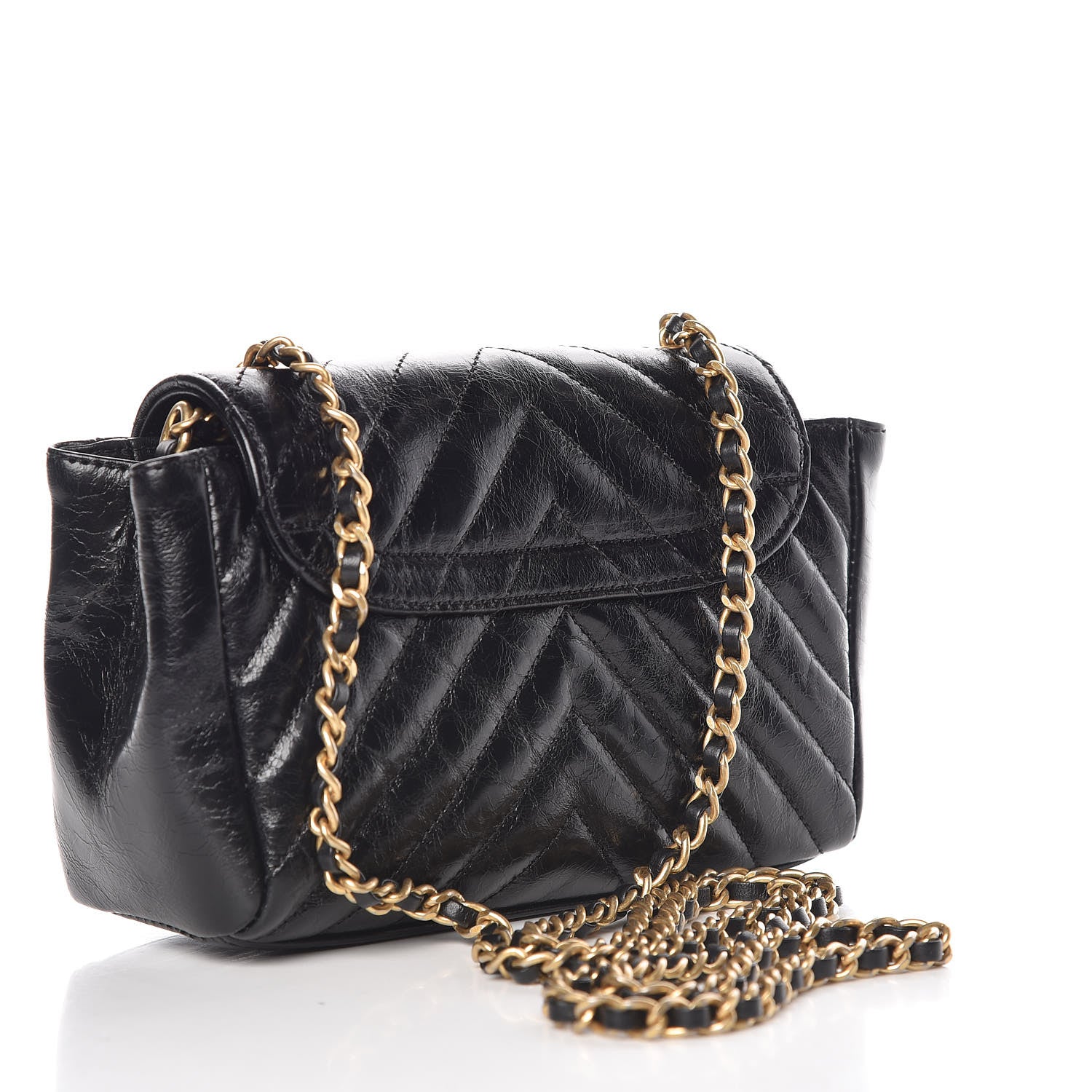 Chanel Glazed Calfskin Chevron Quilted Small Hampton Flap Black 3 of 11