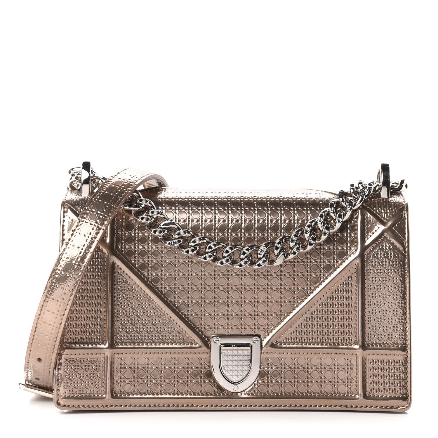 Christian Dior Metallic Patent Micro-Cannage Small Diorama Flap Bag Hyper Pink 1 of 14