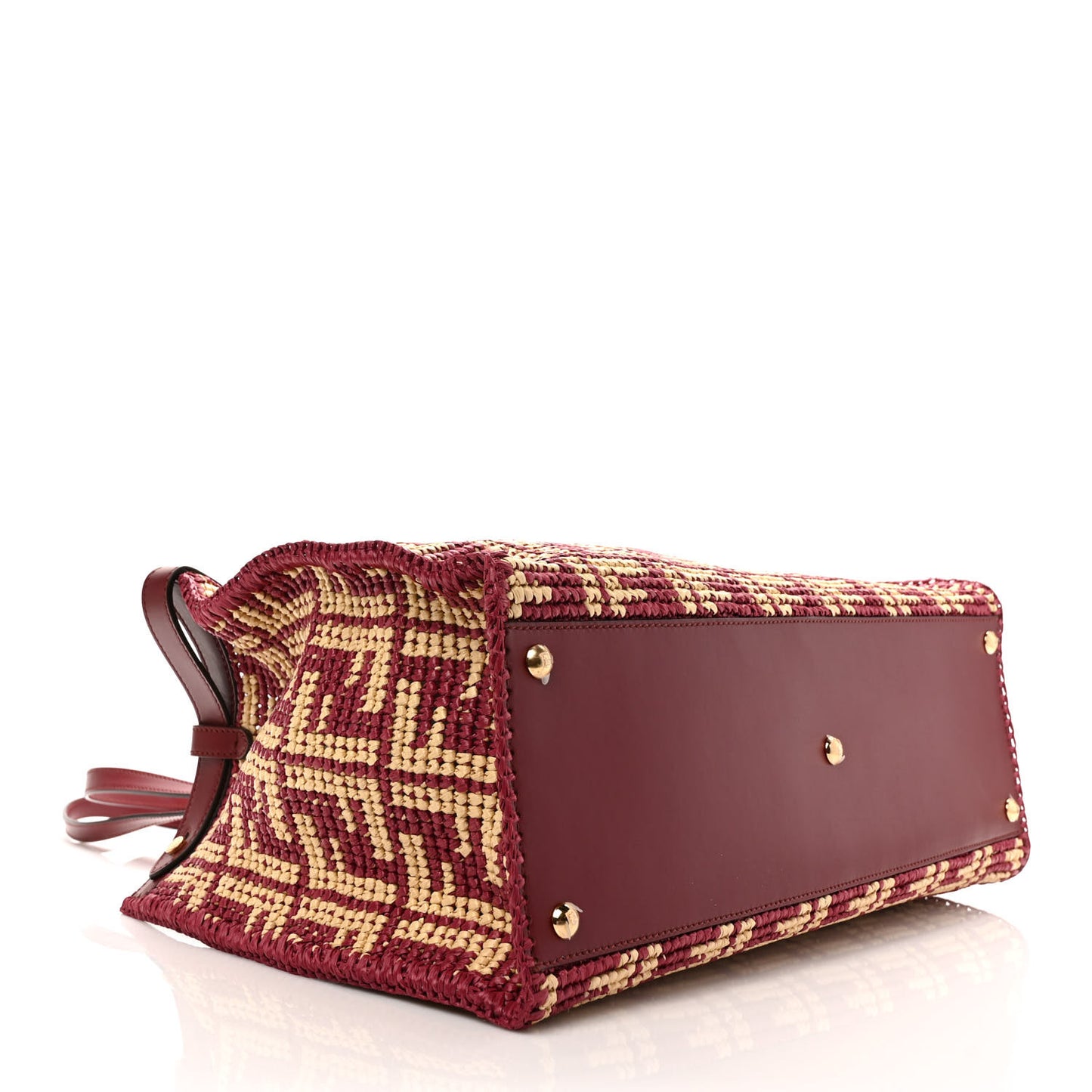 Raffia Vitello King FF Woven Medium Peekaboo X-Tote Barolo Natural