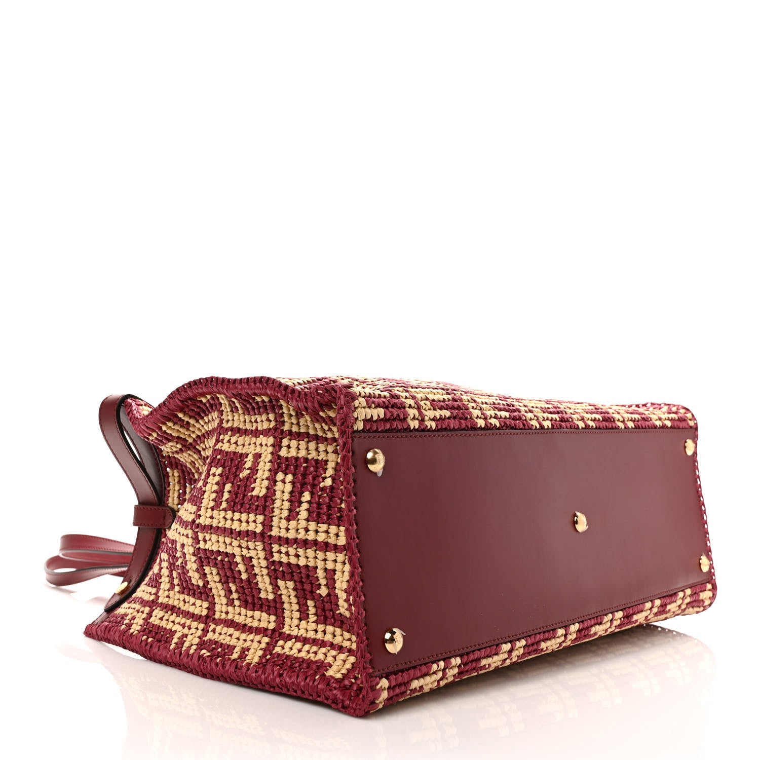 Fendi Raffia Vitello King FF Woven Medium Peekaboo X-Tote Barolo Natural 4 of 8