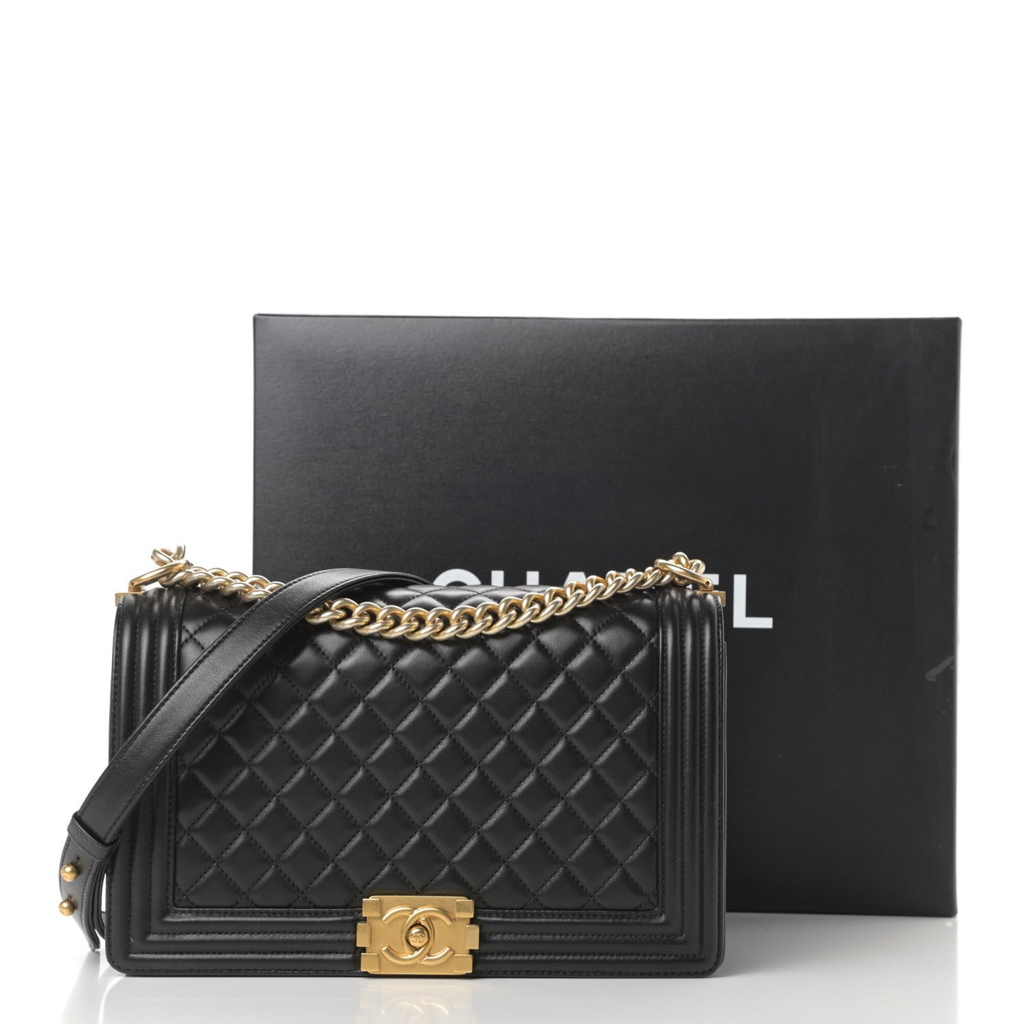 Lambskin Quilted New Medium Boy Flap Black
