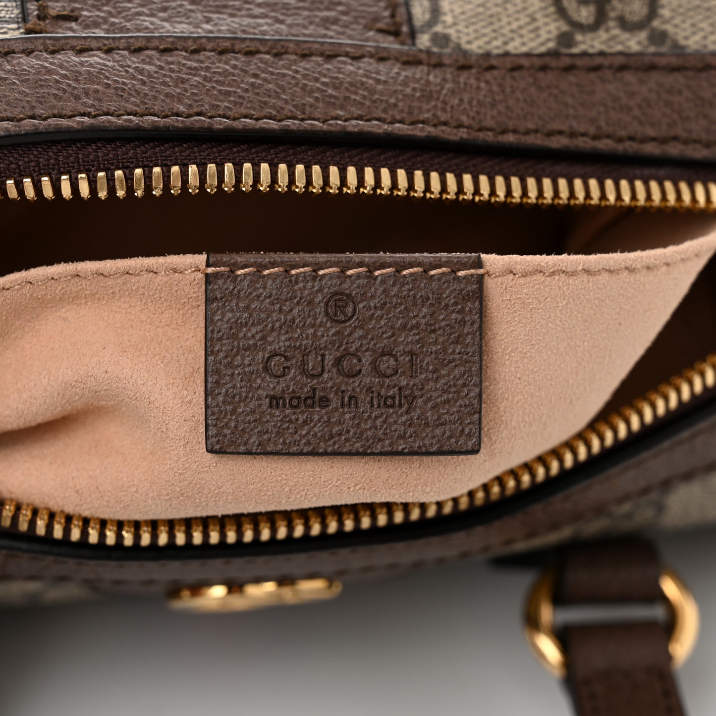 GG Supreme Monogram Web Small Ophidia Boston Bag Beige New Acero