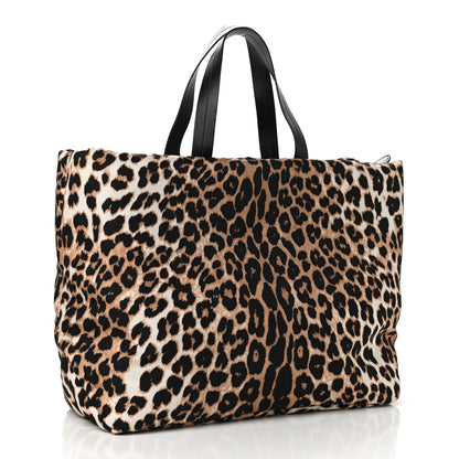 Prada Tessuto Nylon Leopard Print Shopping Tote Avorio 3 of 9