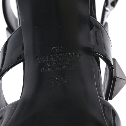 Valentino Garavani Patent Monochrome Roman Stud Ankle Strap 80mm Pumps 38.5 Black 8 of 8