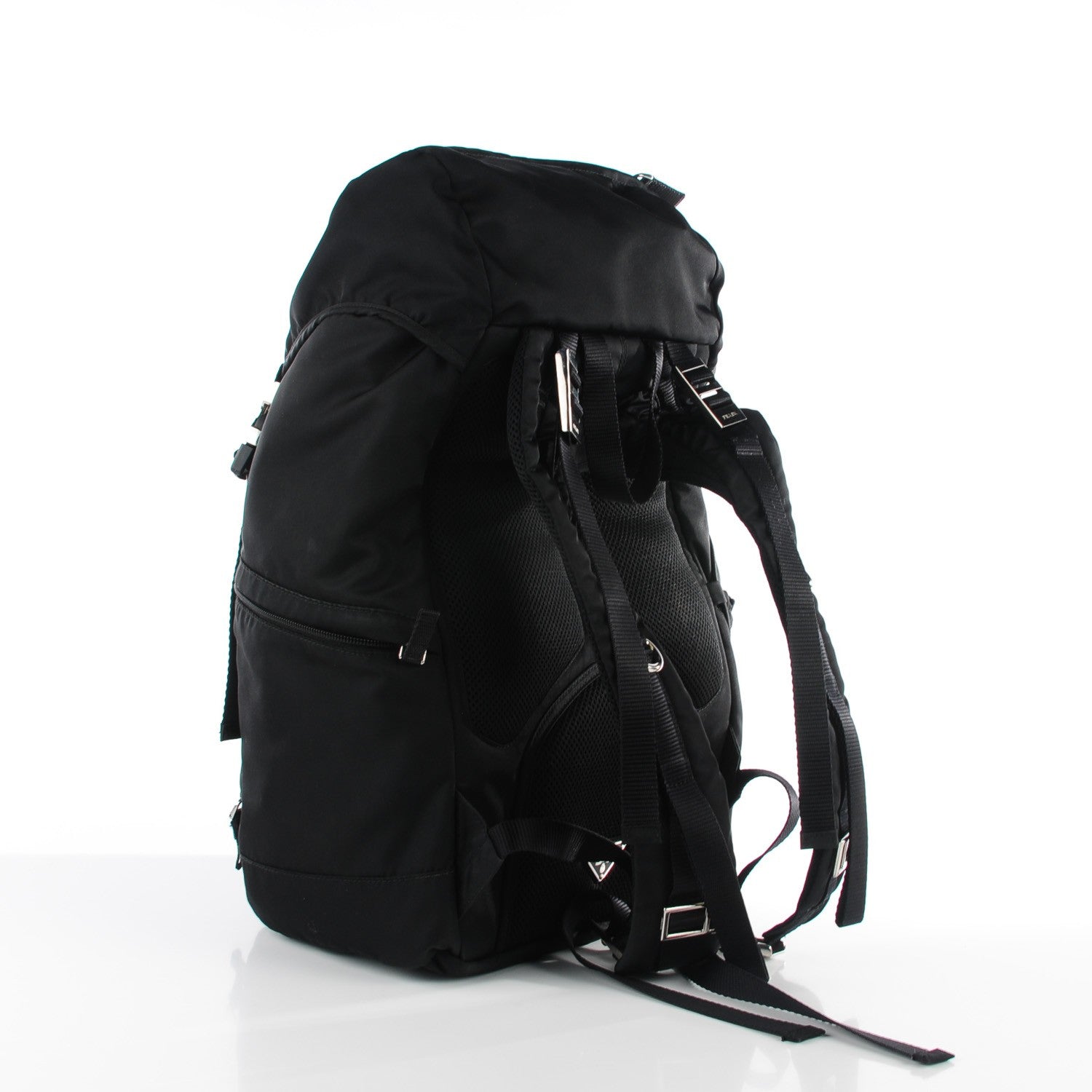 Prada Tessuto Nylon Double Buckle Backpack Black 3 of 9
